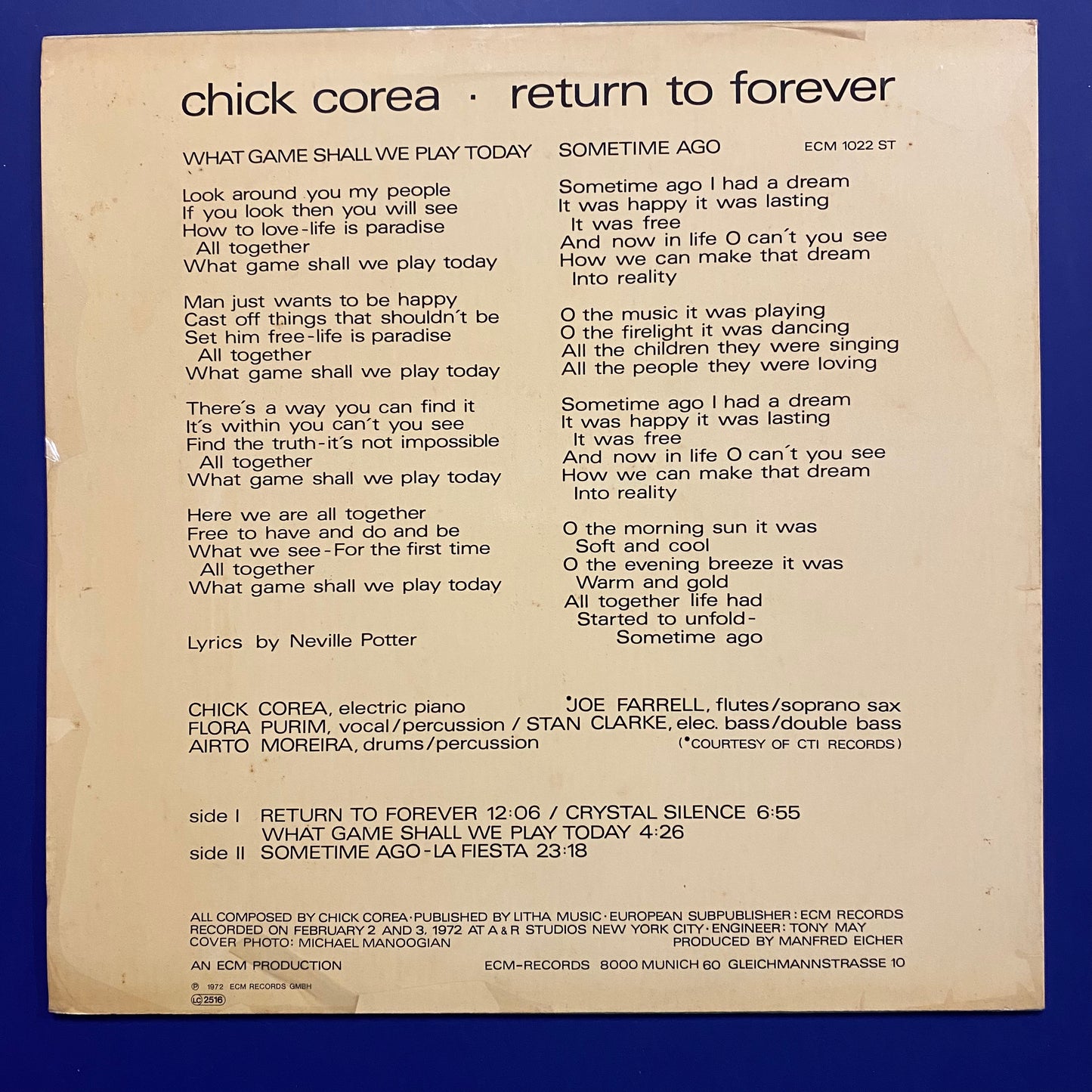 Chick Corea - Return To Forever (LP, Album)