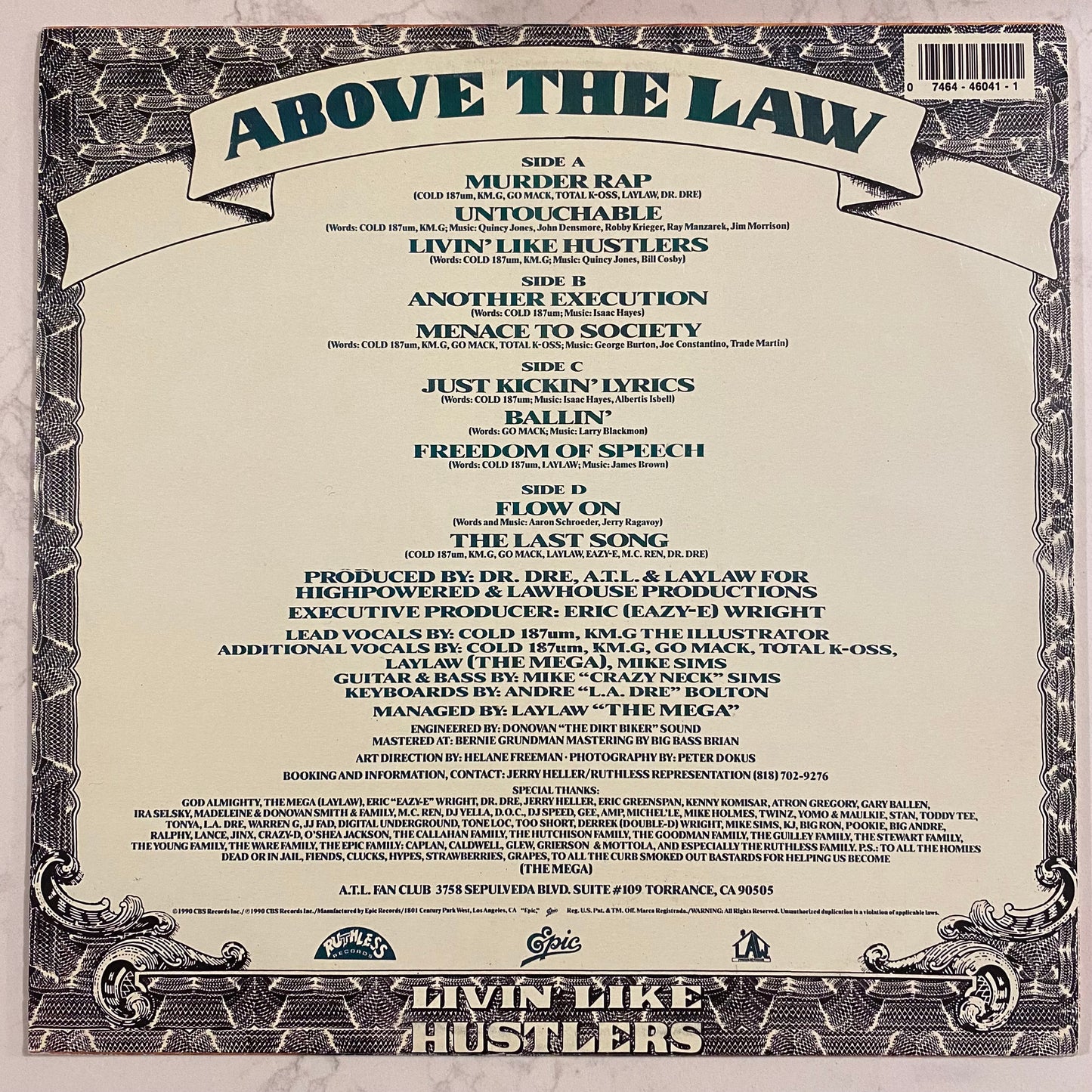 Above The Law - Livin' Like Hustlers (2xLP, Album, RP) (L)
