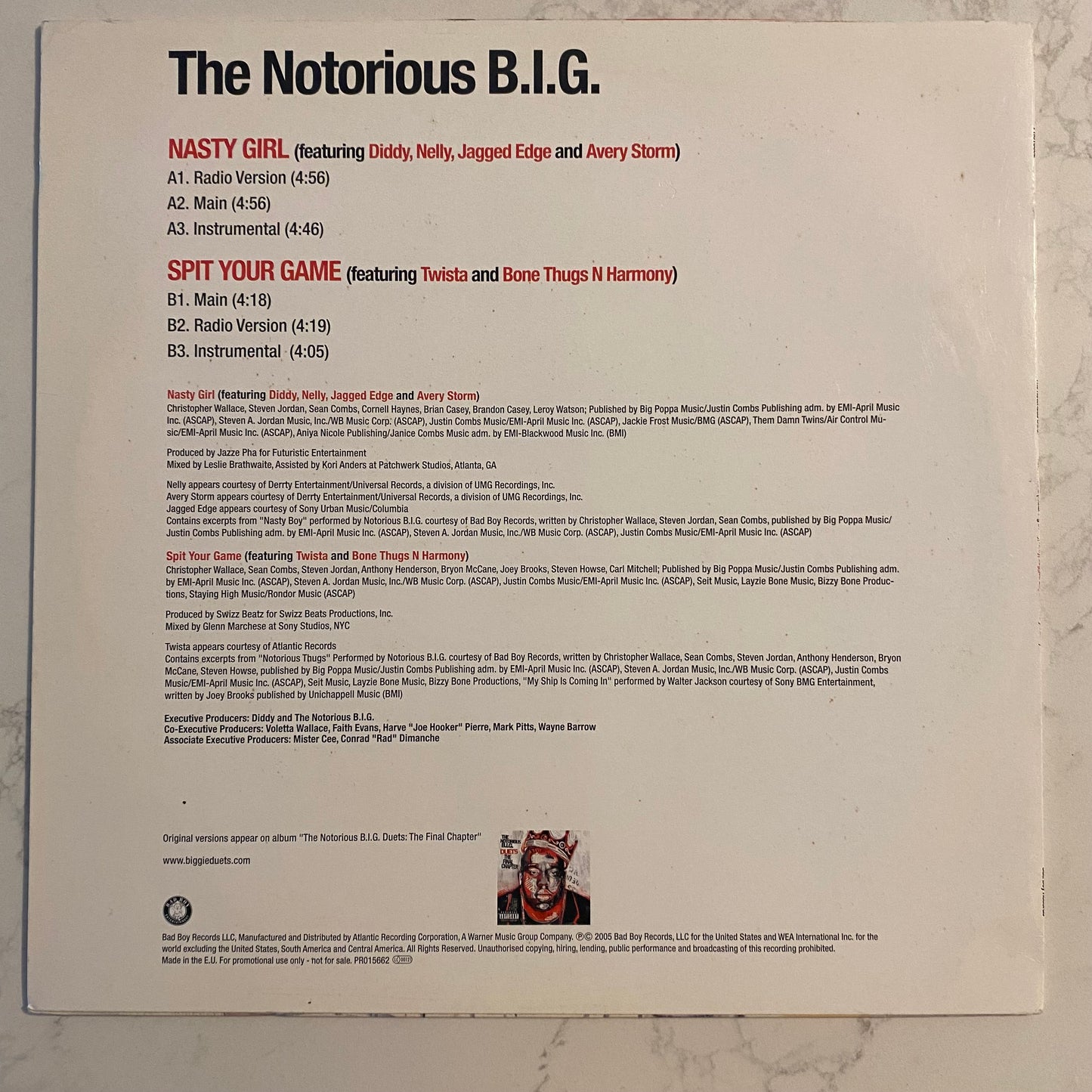 The Notorious B.I.G.* Feat. Diddy*, Nelly, Jagged Edge (2) & Avery Storm - Nasty Girl (12")