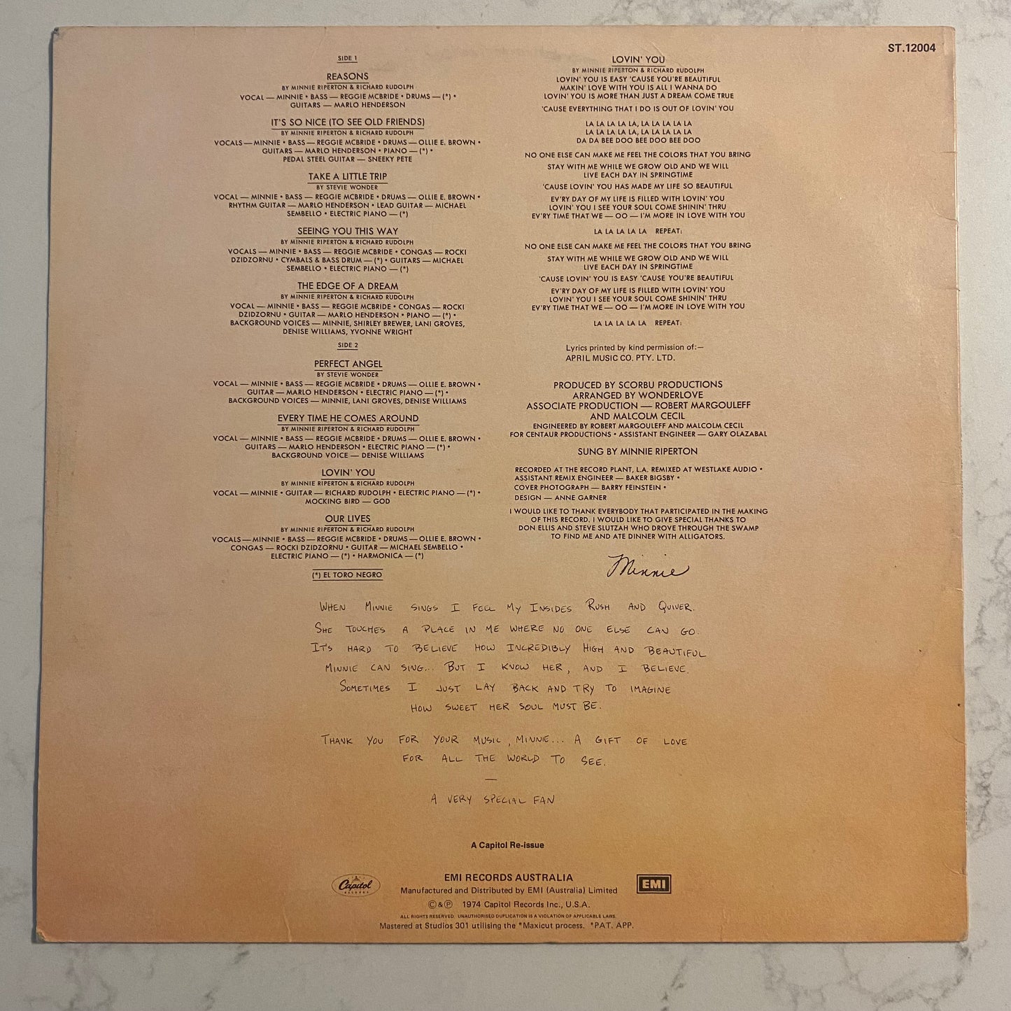 Minnie Riperton - Perfect Angel (LP, Album, RE)