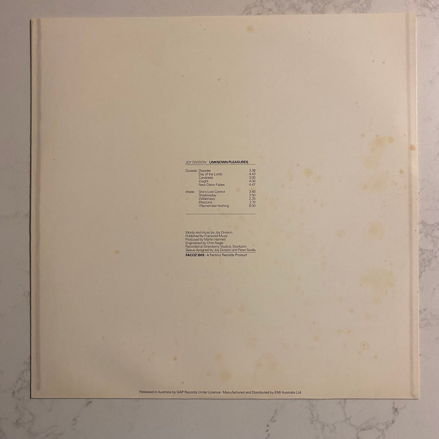 Joy Division - Unknown Pleasures (LP, Album, Tex)
