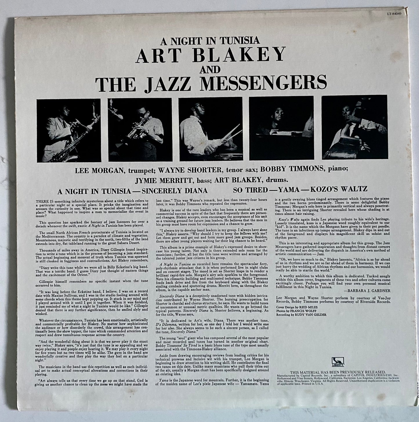 Art Blakey & The Jazz Messengers - A Night In Tunisia (LP, Album, RE, Lib). JAZZ