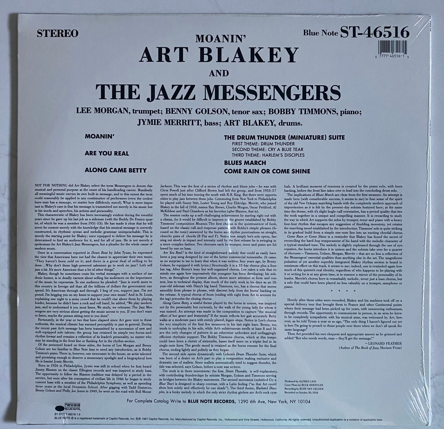 Art Blakey And The Jazz Messengers* - Moanin' (LP, Album, RE, RM, 180). SEALED!! JAZZ