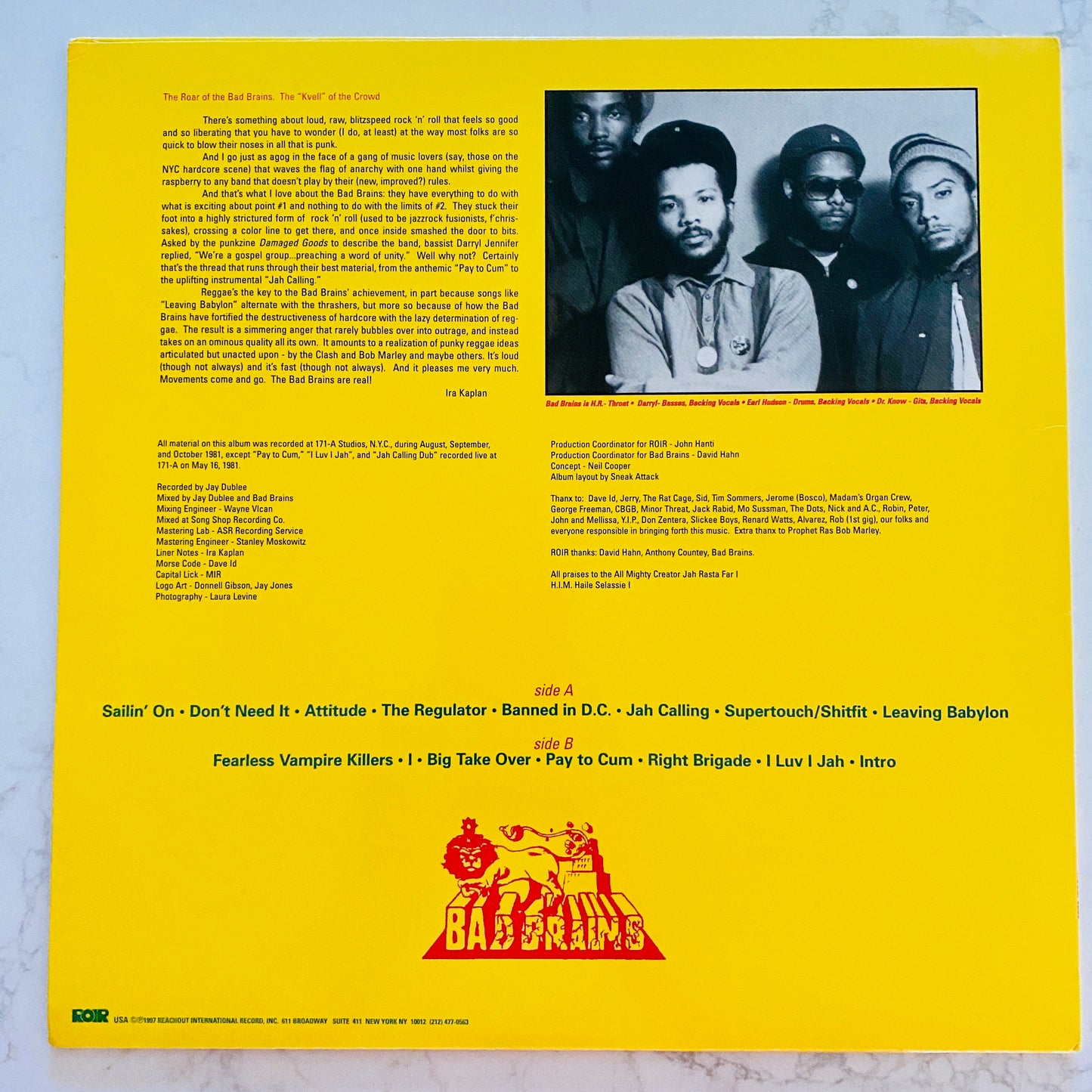 Bad Brains - Bad Brains (LP, Album, Ltd, RE, Yel). ROCK