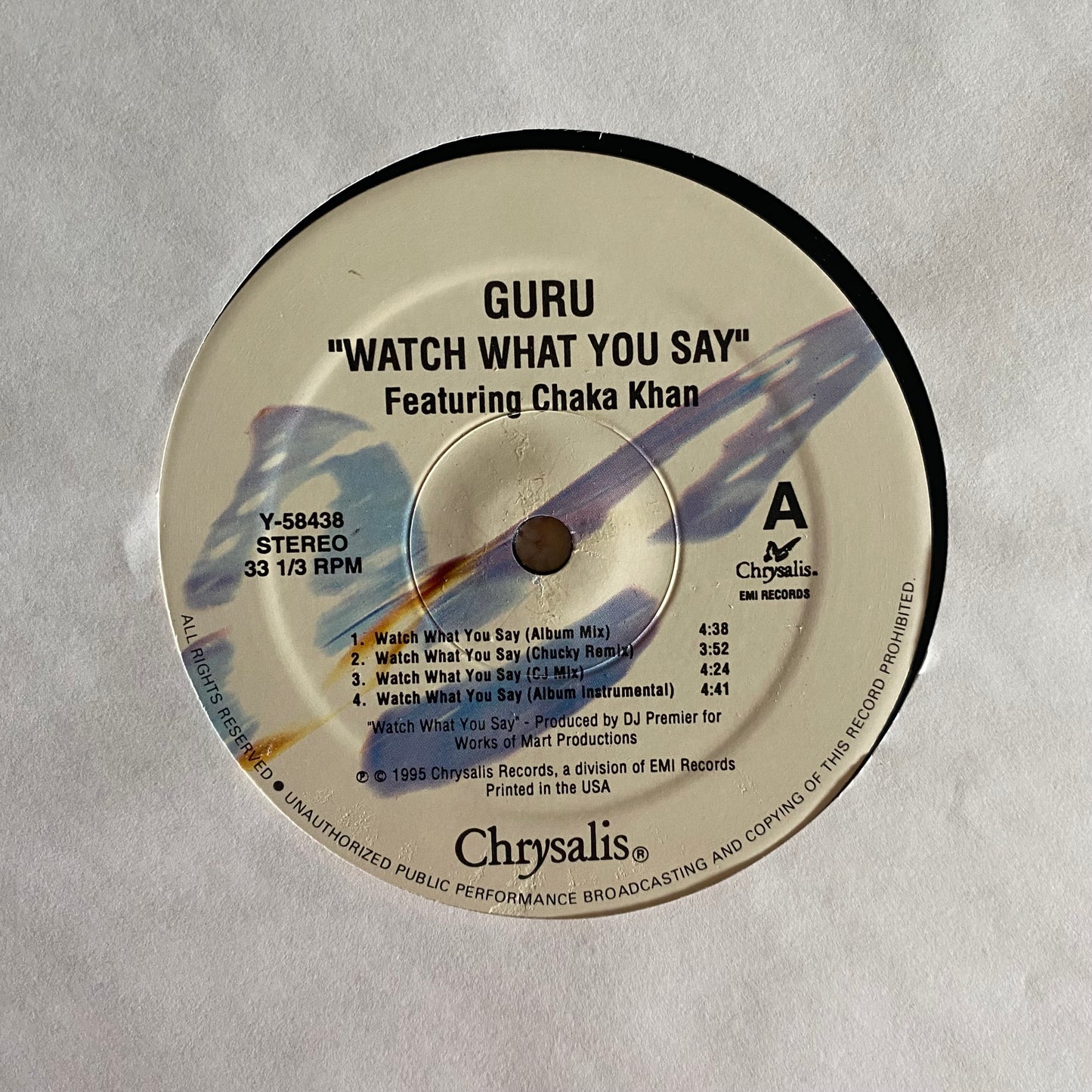 Guru - Watch What You Say (12"). 12"HIP-HOP