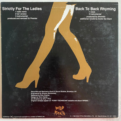Lord Finesse & DJ Mike Smooth - Strictly For The Ladies / Back To Back Rhyming (12"). 12" HIP-HOP