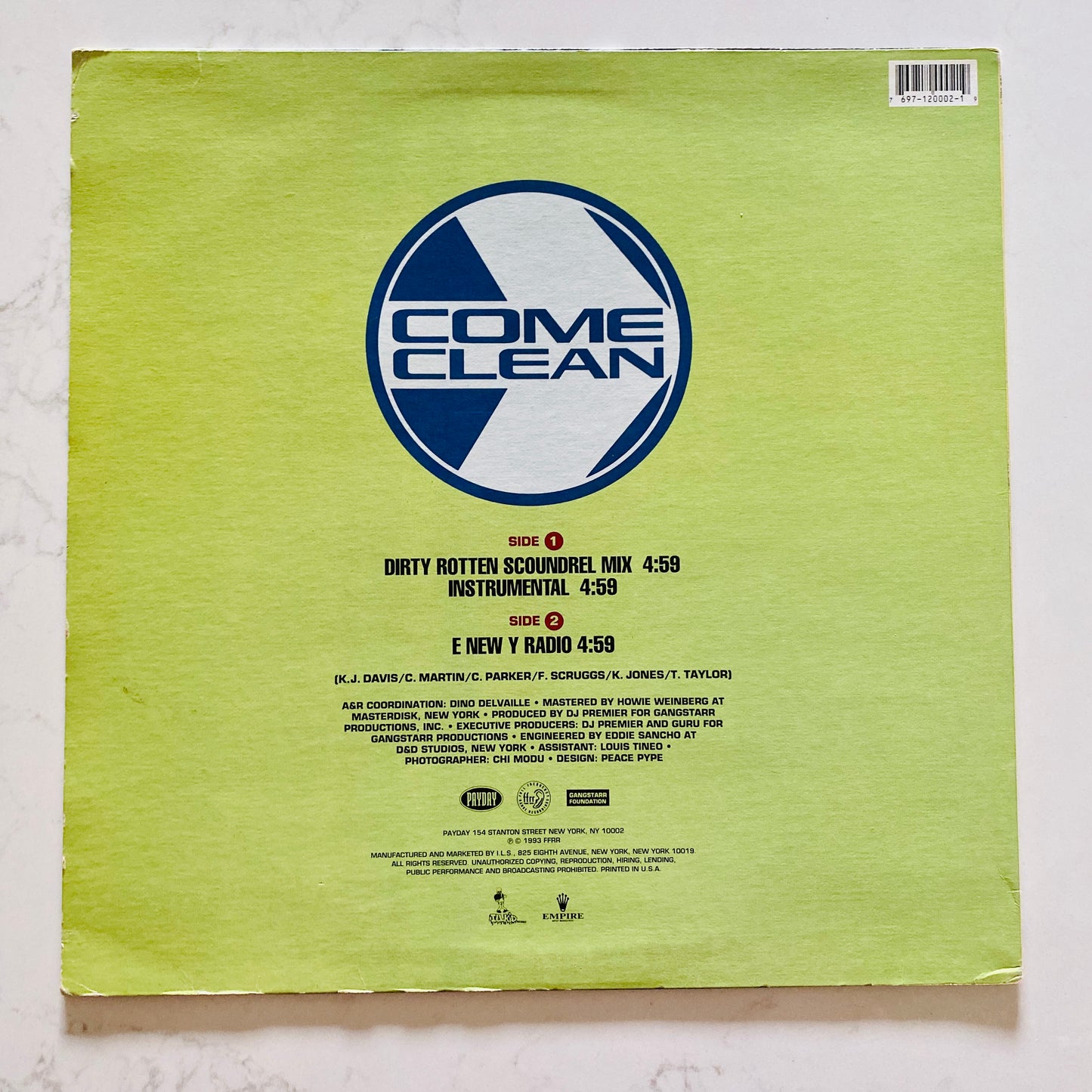 Jeru The Damaja - Come Clean (12", Single). 12" HIP-HOP