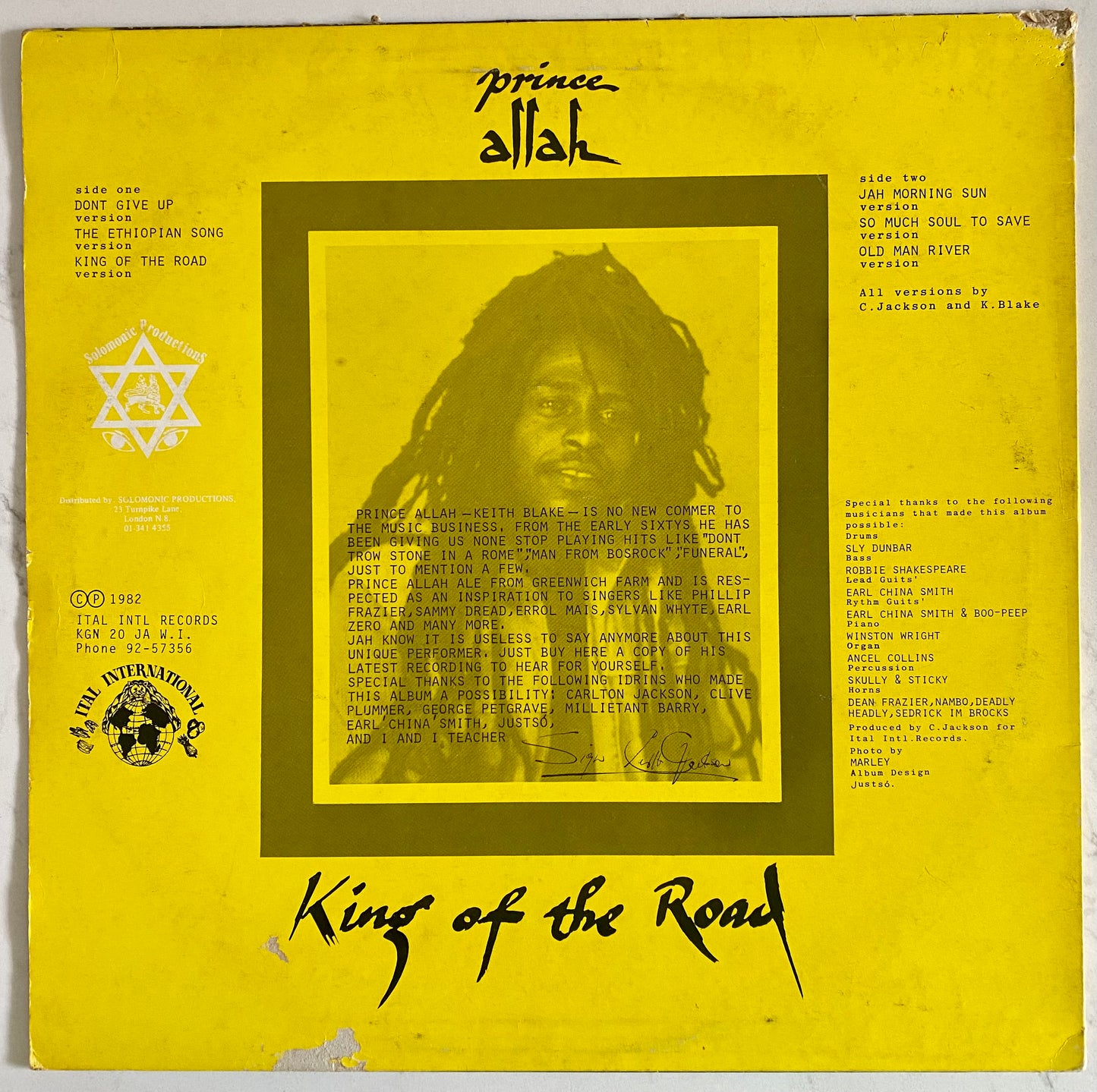 Prince Allah* - King Of The Road (LP, Album). REGGAE